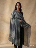 One size Urdu poetry shawls grey with gold writing
