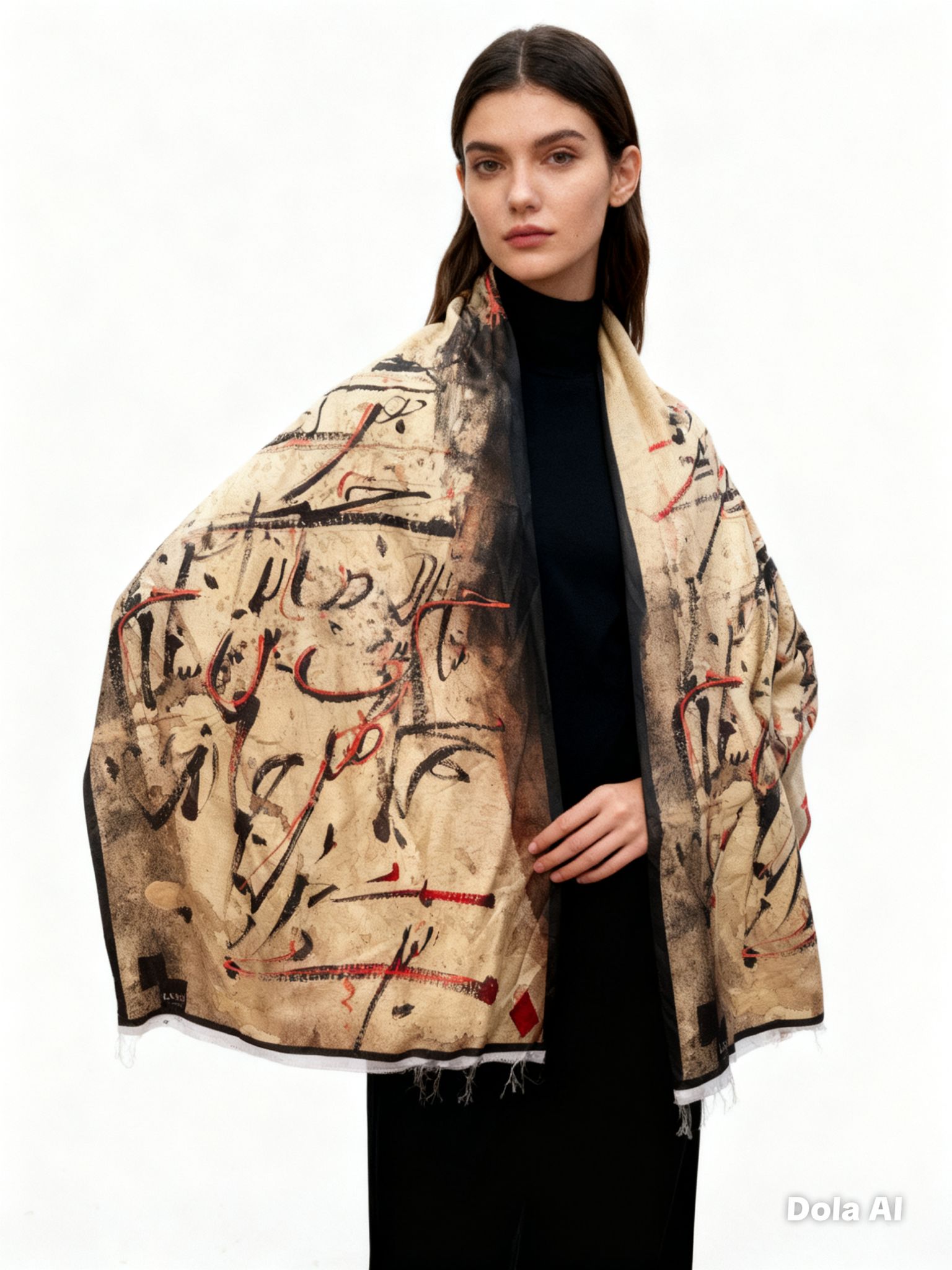 One size Urdu poetry shawls gold with black writing