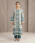 Elegant Teal & Ivory Printed Lawn 3-Piece Suit