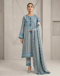Sky Blue Printed Lawn 3-Piece Suit with Dupatta