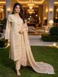 Ivory Grace Embroidered Cotton Suit with Matching Dupatta