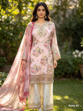 Blush Bloom Printed Silk Viscose Suit with Embroidered Neckline & Flare Trouser