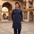 Navy blue 214  mens Simple and sophisticated collarless suit