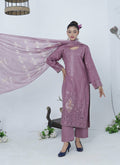3pcs Shalwaar kameez Luxury Rose Taupe with sequence work