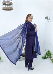 3pcs Shalwaar kameez Luxury Navy Purple with sequence work