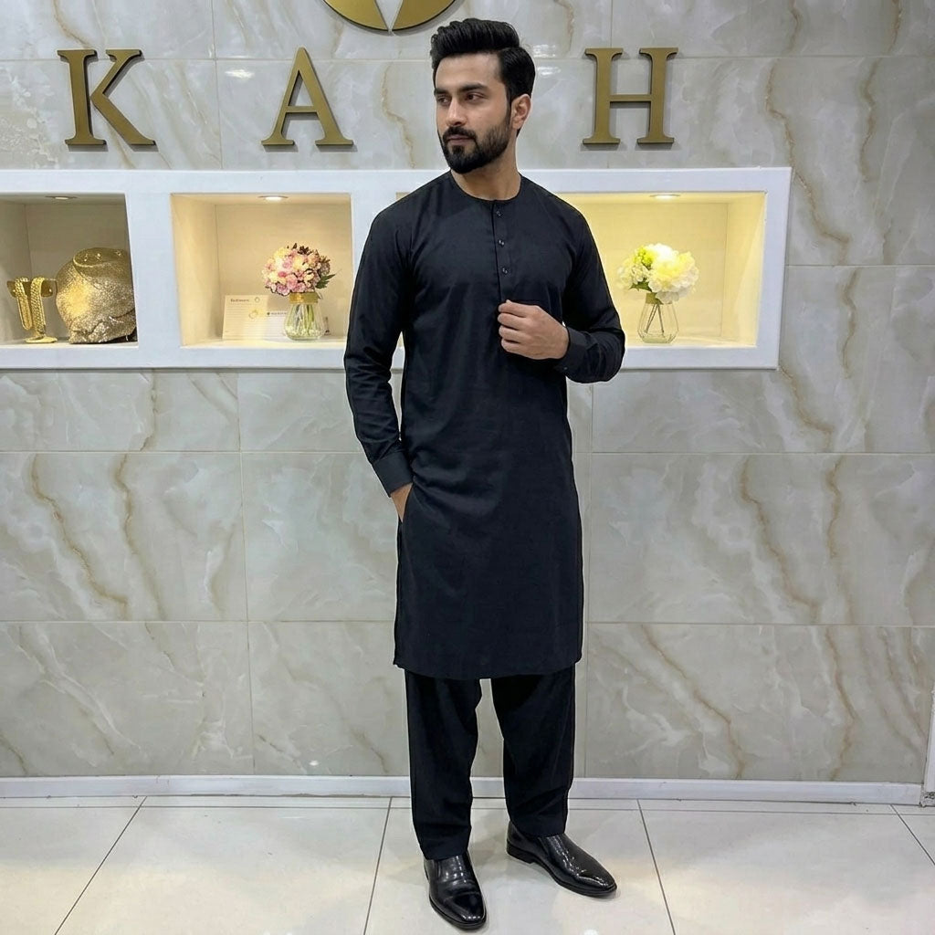 Plain Black Kurta Style