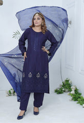 3pcs Shalwaar kameez Luxury Navy Purple with sequence work