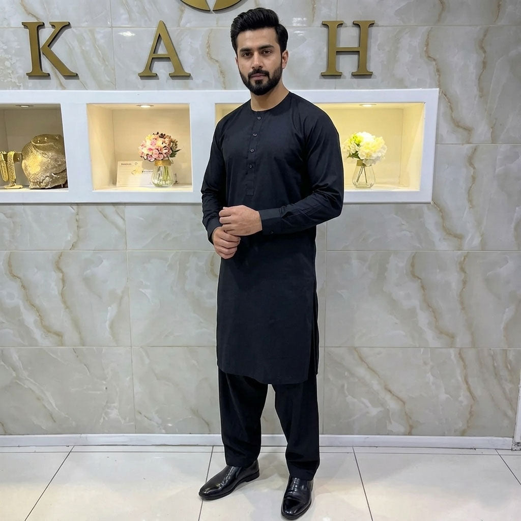 Plain Black Kurta Style