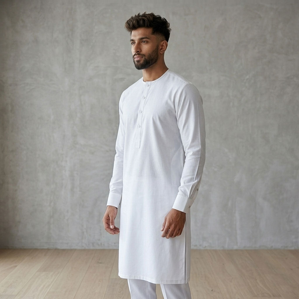 Plain White Kurta Style