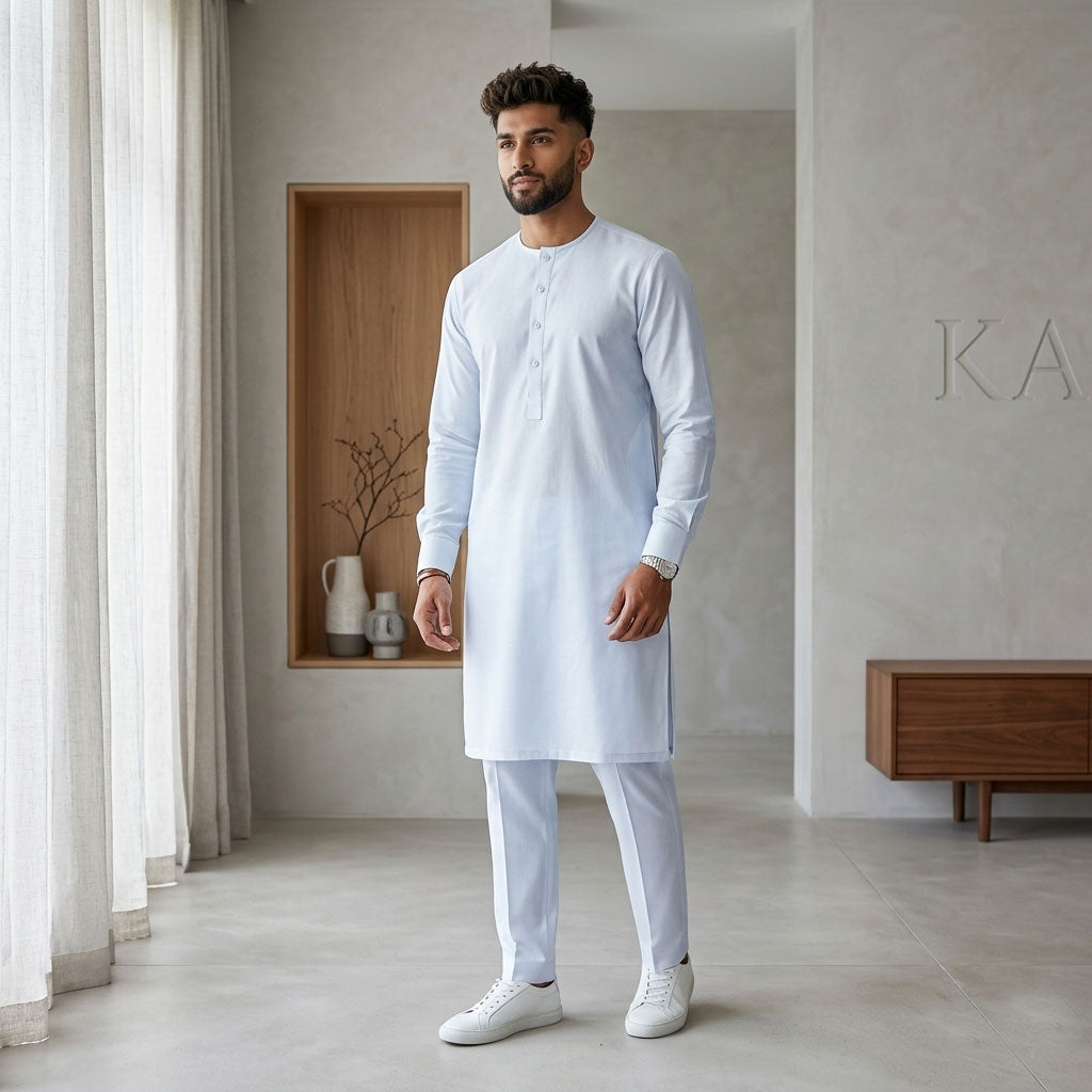 Plain White Kurta Style
