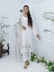 3pcs Shalwaar kameez Luxury white  with sequence work