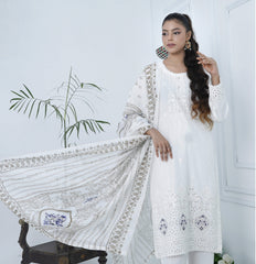 3pcs Shalwaar kameez Luxury white  with sequence work