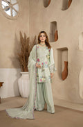 Sage Green Floral Embroidered Shamoz Silk 3PC Suit
